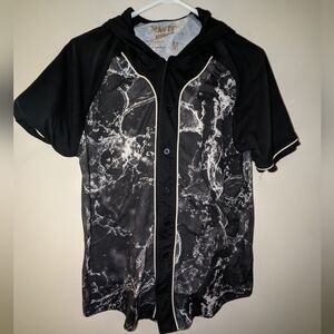 Master Piece Mens Button up Shirt with Hood Size Medium